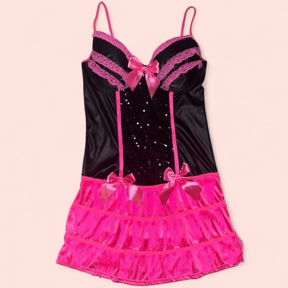 Dreamgirl Pink and Black Sequin Mini Dress